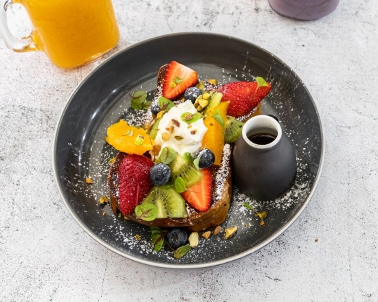 Brioche french toast with seasonal fruit